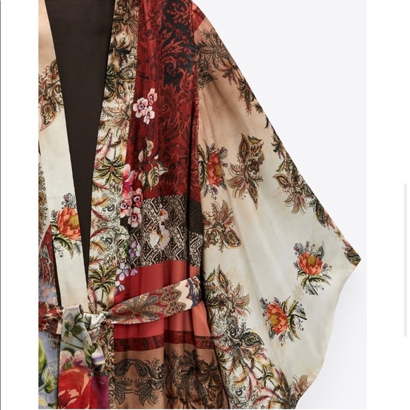 NWT Zara 2-Piece Patchwork Print Kimono And Pants Set - Picture 5 of 13